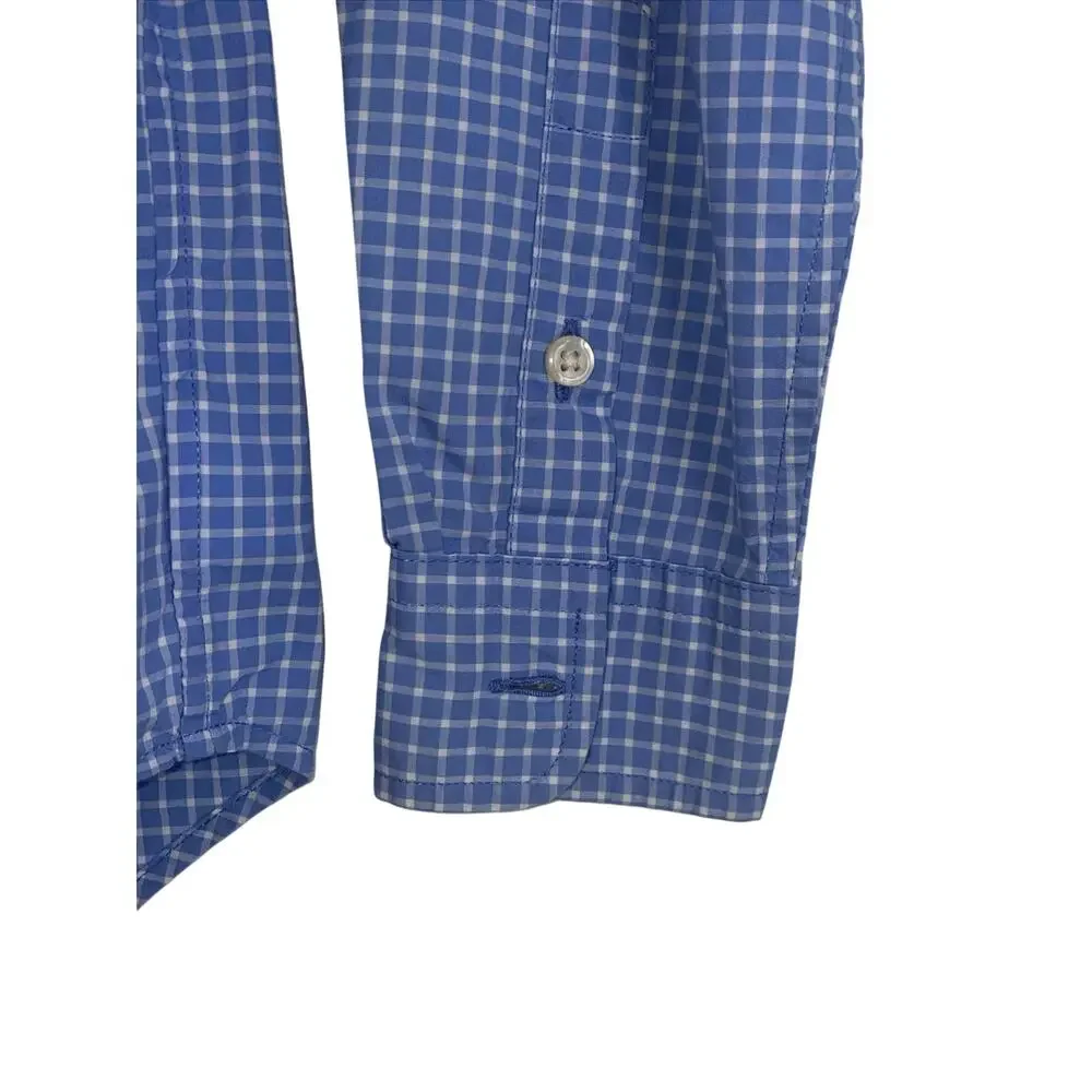 Ralph Lauren Boys L (14-16) Blue/White Check Button-Down Long Sleeve Shirt